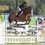 Katie McVean riding the Welcome Stakes jump off